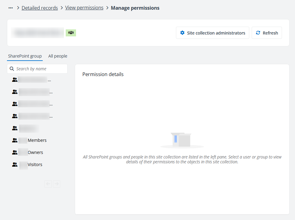 The Manage permissions page.