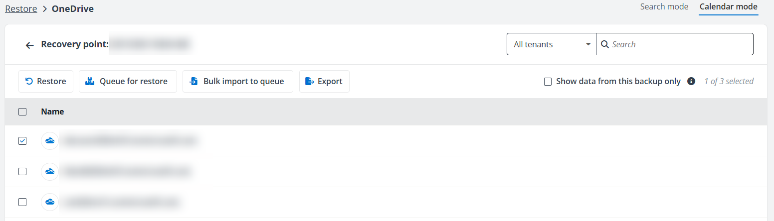 Add OneDrive for batch restore.