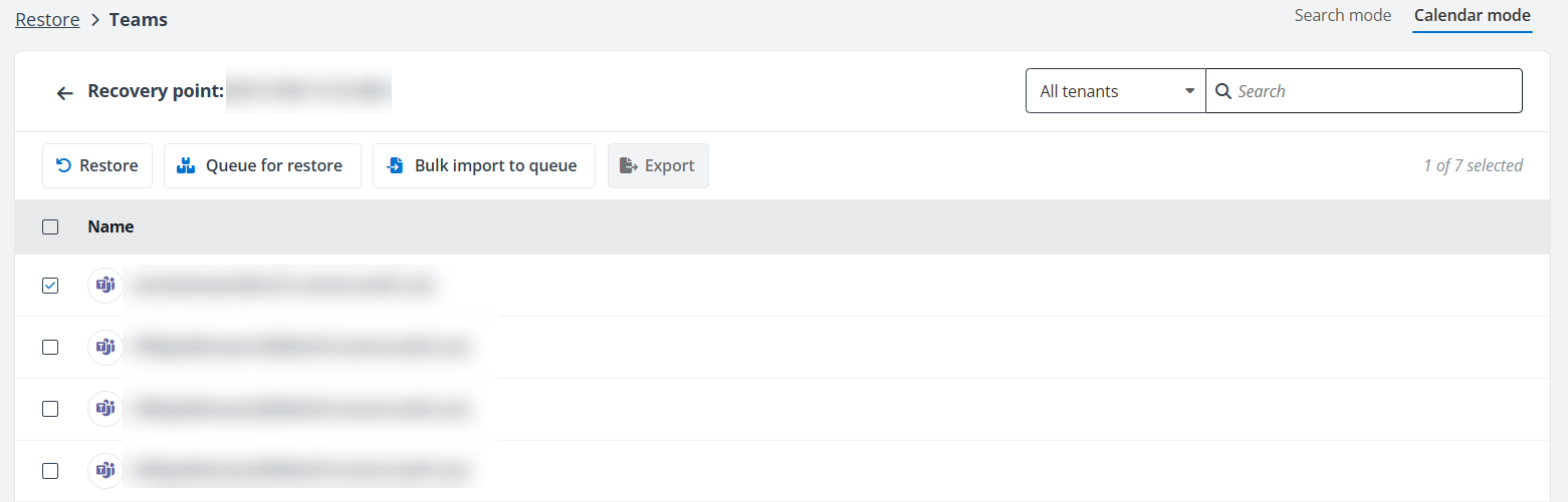 Add teams for batch restore.