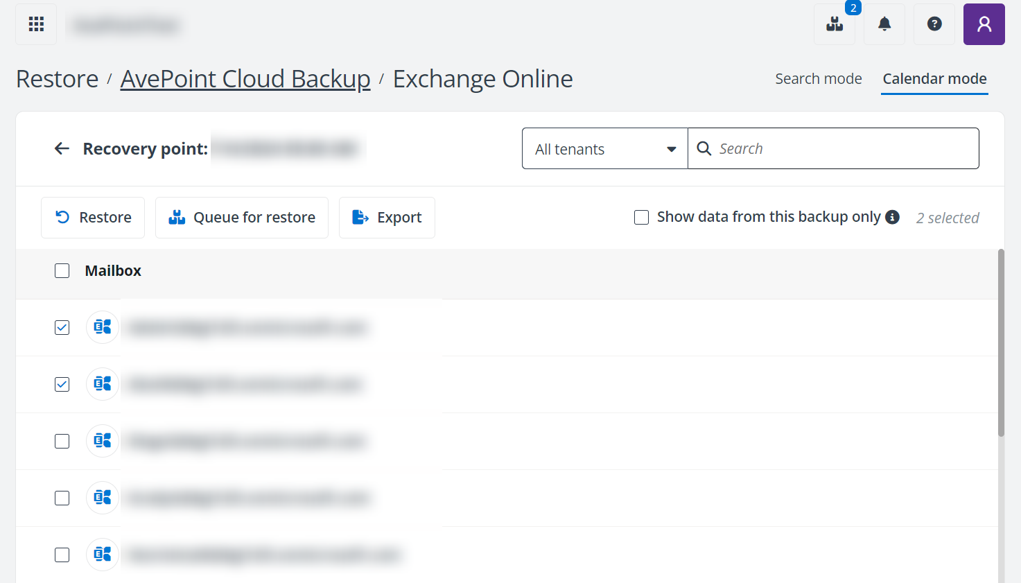 Add mailboxes for batch restore. Add mailboxes for batch restore.