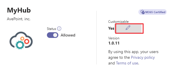 The icon for customizing the app.