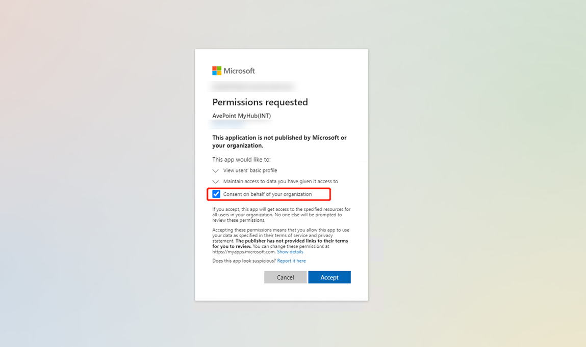 Consent on behalf of your organization.