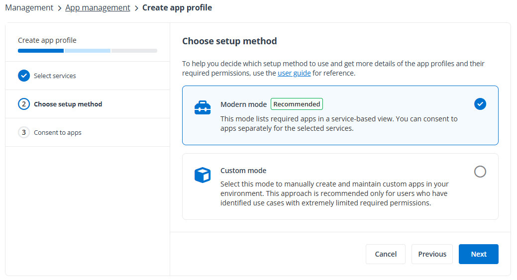 Create app profile in AvePoint Online Services.