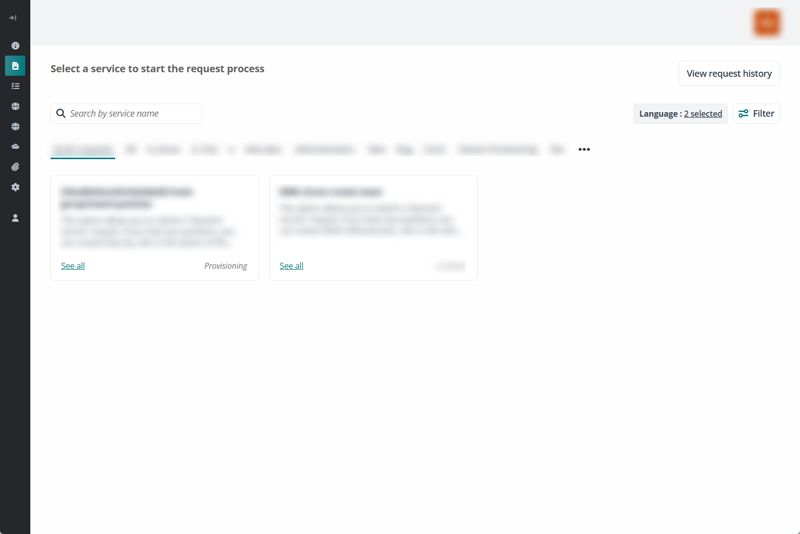 Start a request from the service catalog.