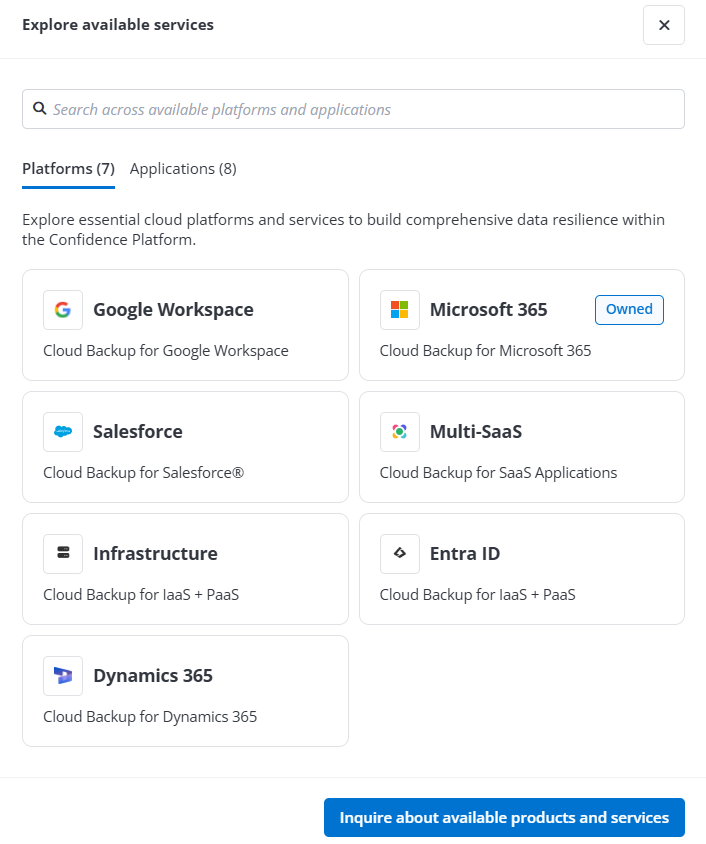 Explore available services and applications.
