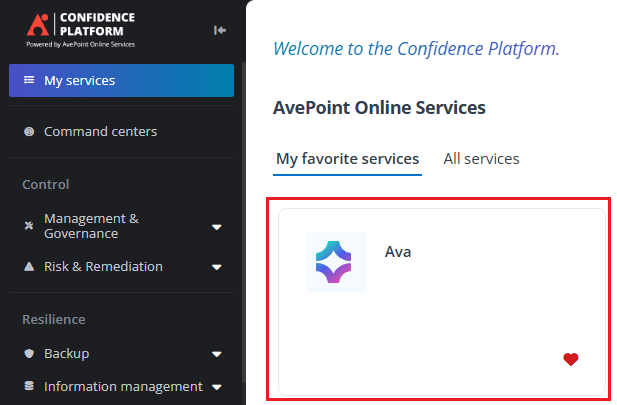 The Ava service tile.