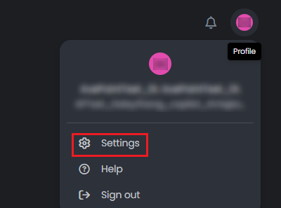 Click Settings from the drop-down menu.