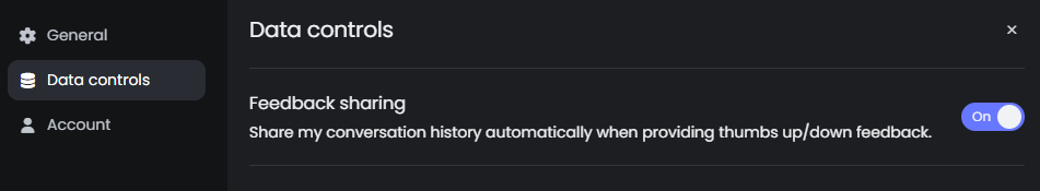 Turn on/off Feedback sharing.