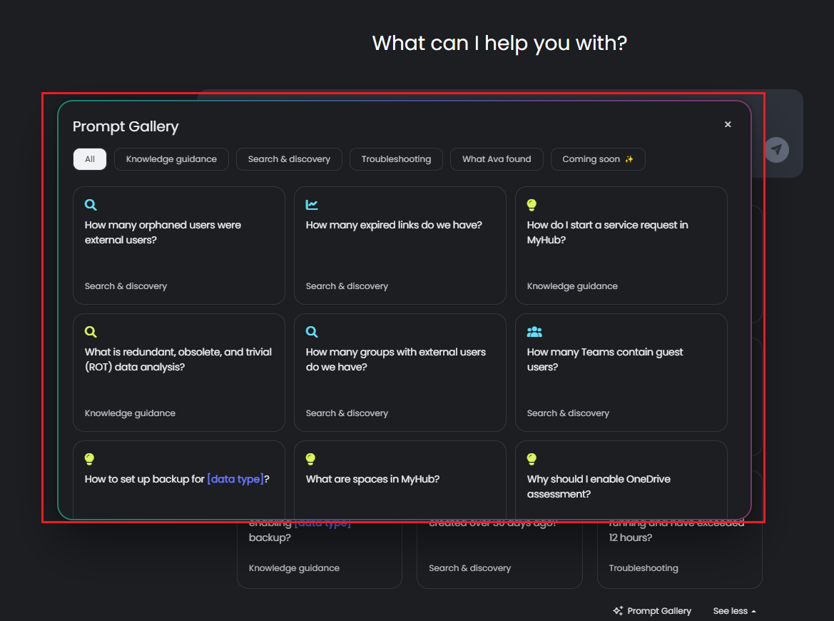 The Prompt Gallery panel.