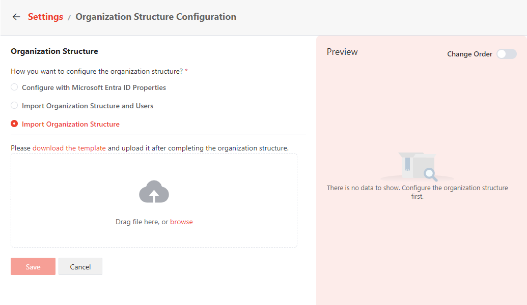 Import Organization Structure.