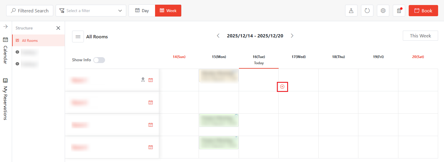 Start a request on the weekly calendar.