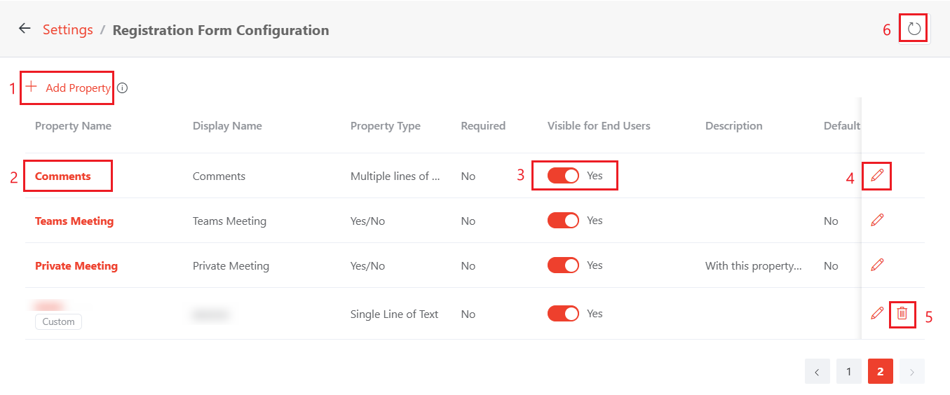 Registration Form Configuration.