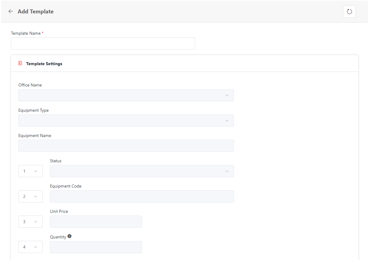 The Add Template page.