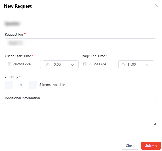 New request for short-term loan item.