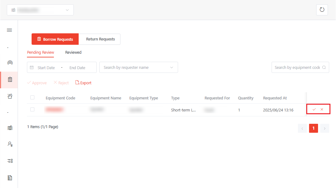 Review equipment requests.