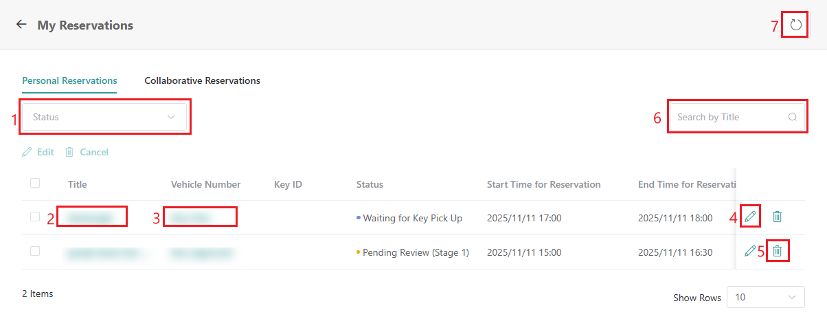 Personal Reservations