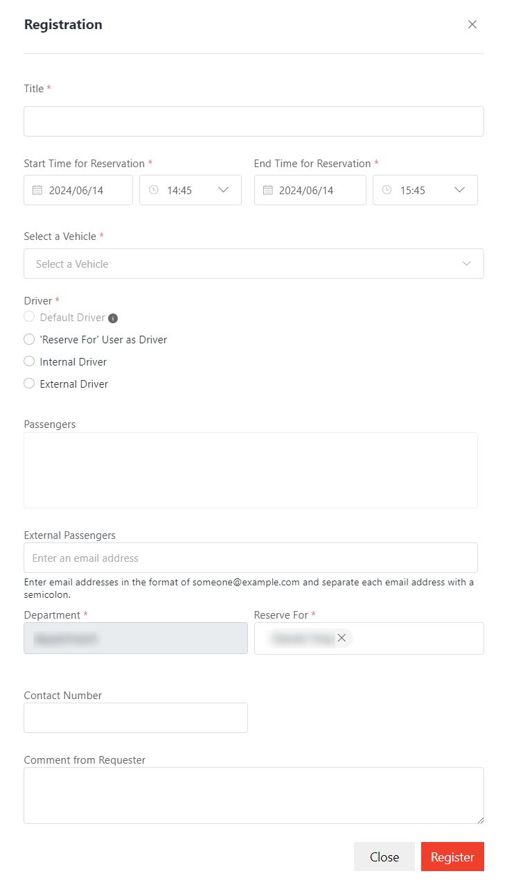 Reservation information registration.
