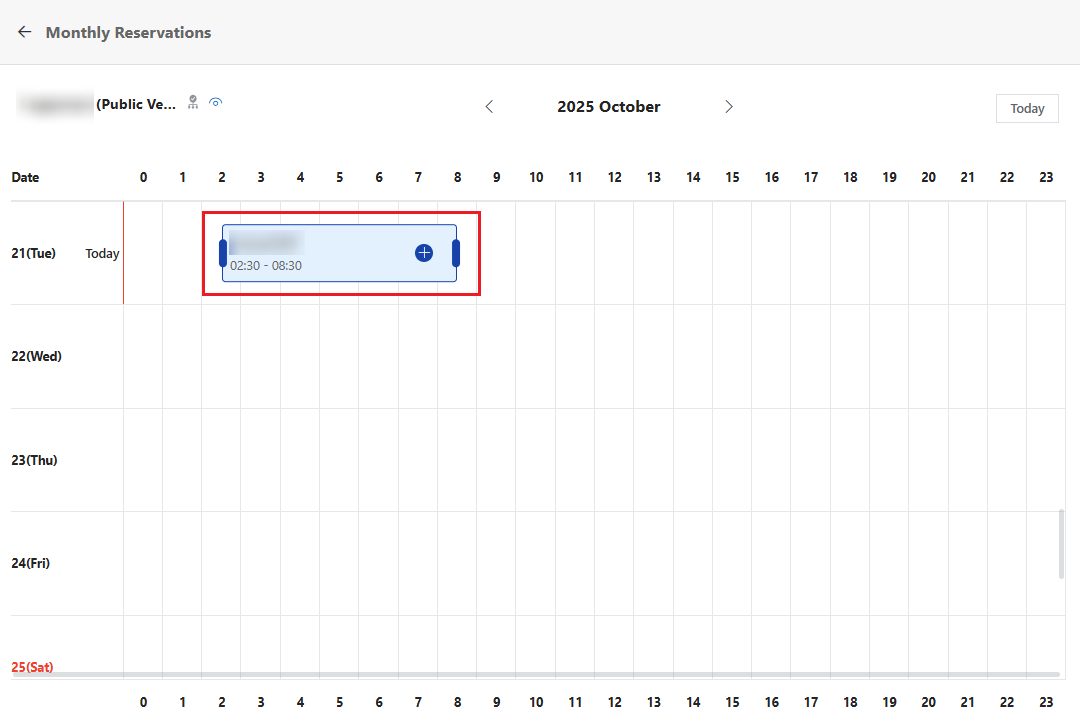 Drag a time slot in the monthly calendar.