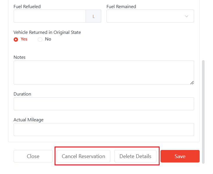 Cancel Reservation and Delete Details.