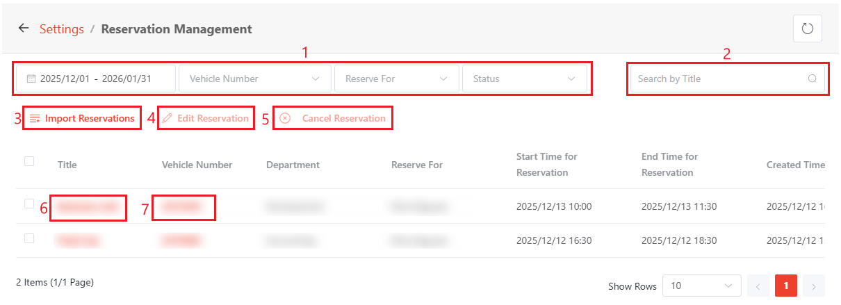 Reservation Management.
