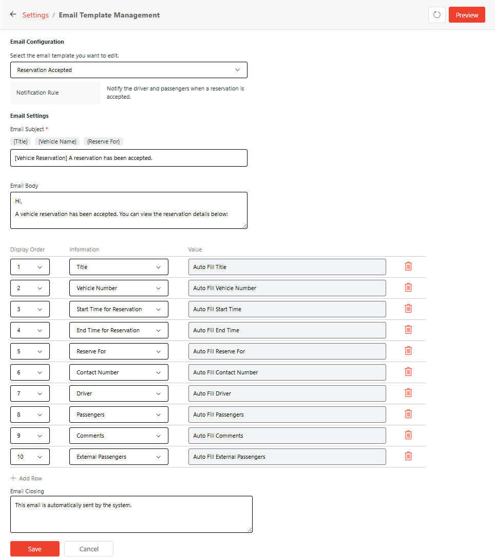 Email template management.