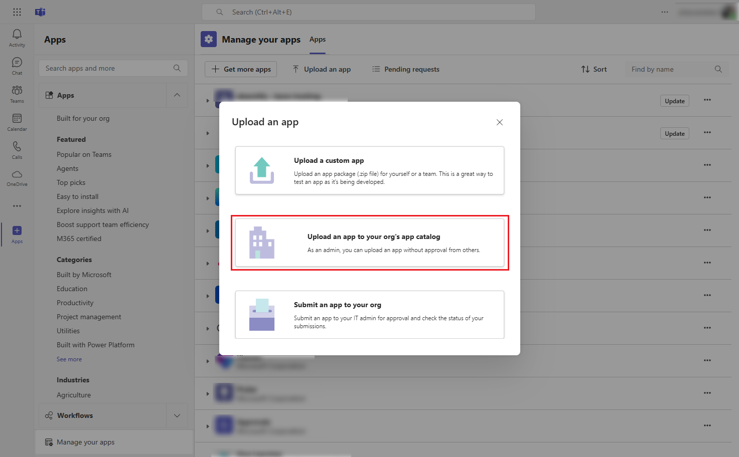 Upload an app to your org's app catalog.