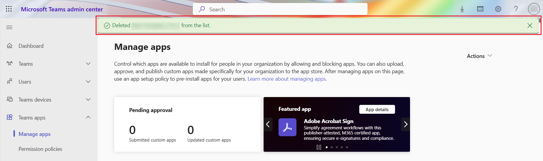 Successfully deleted.