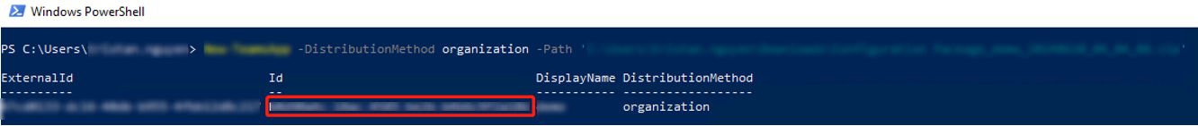 Command to get the Teams app ID.