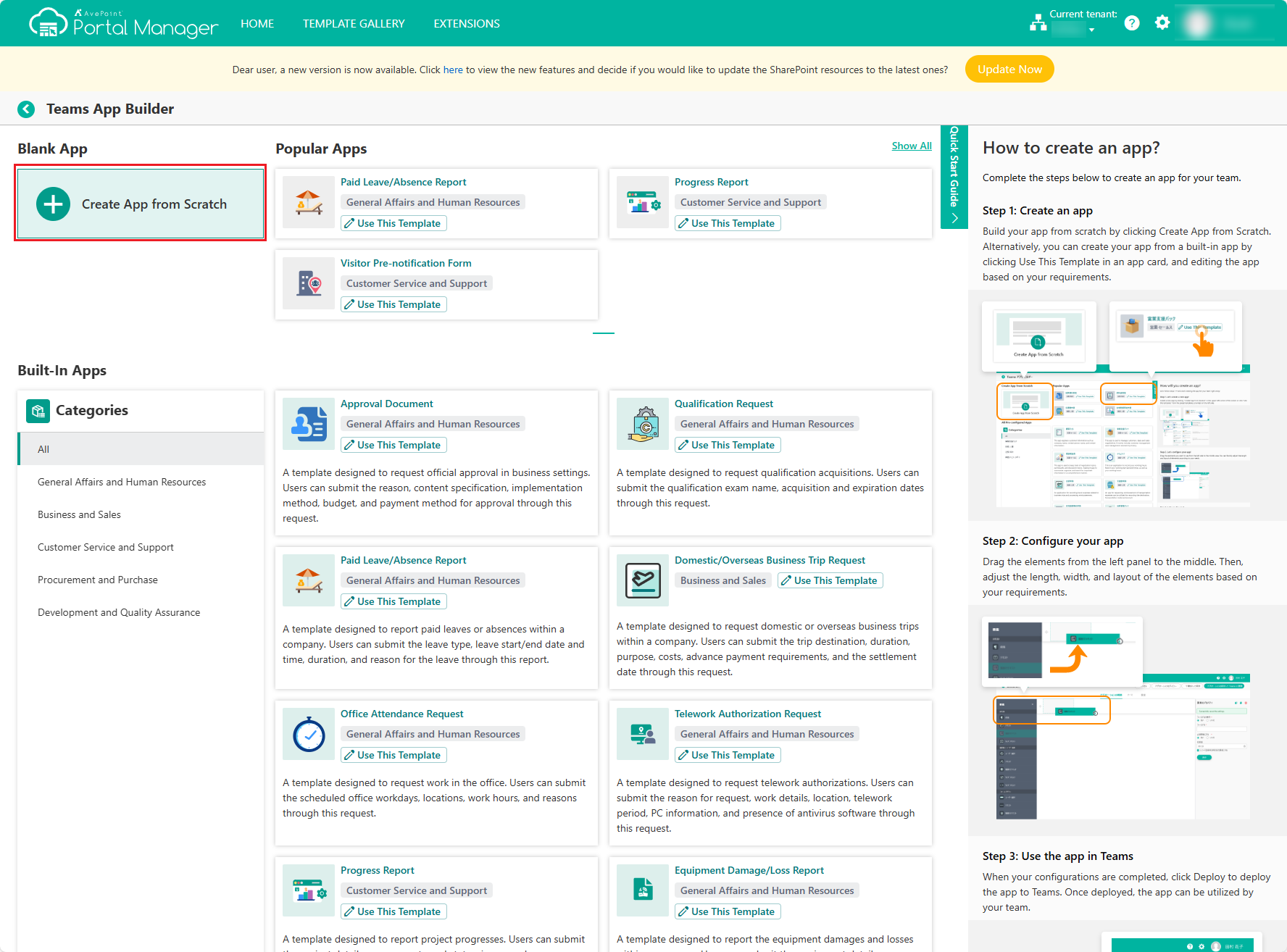 Create App from Scratch.