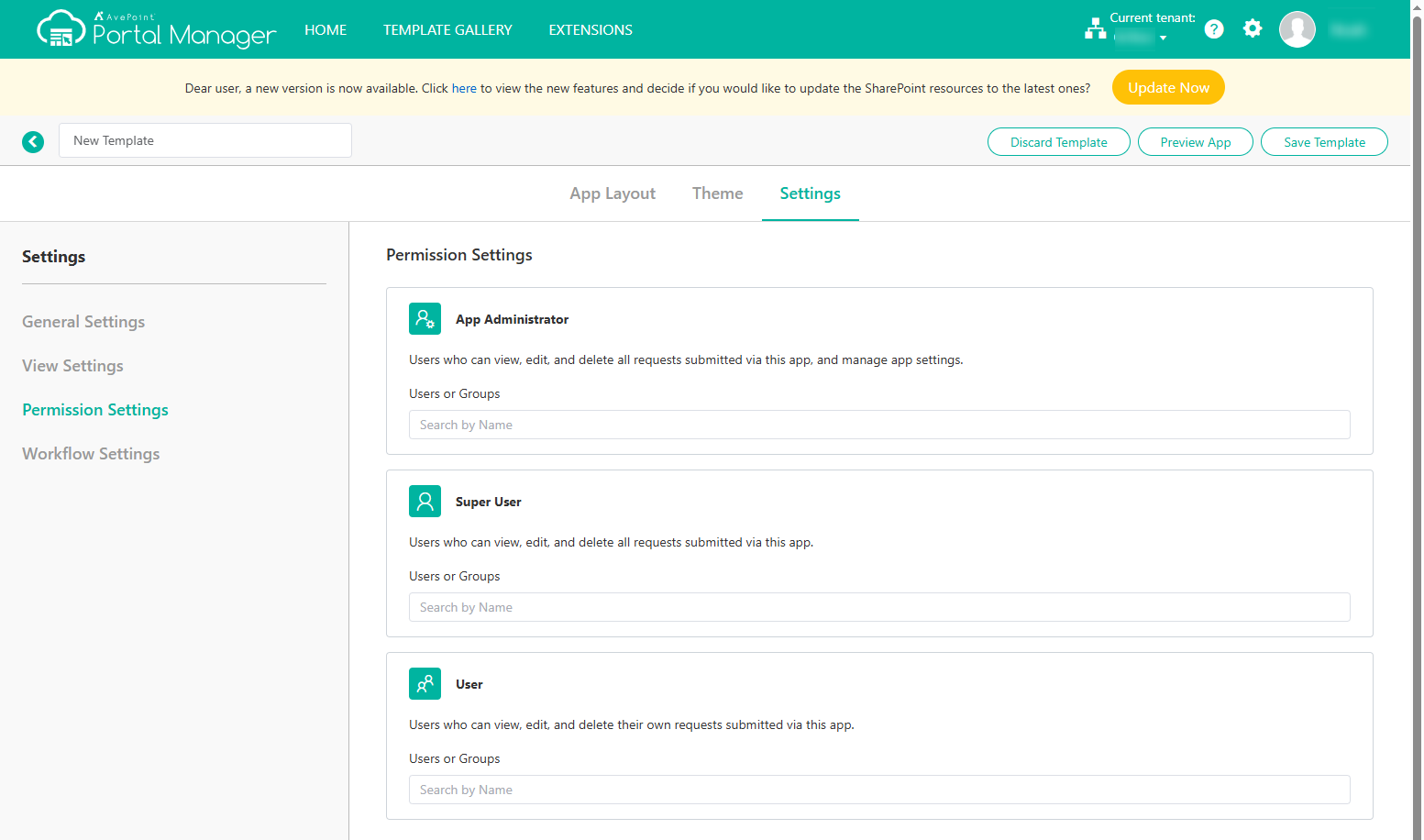 Permission Settings.