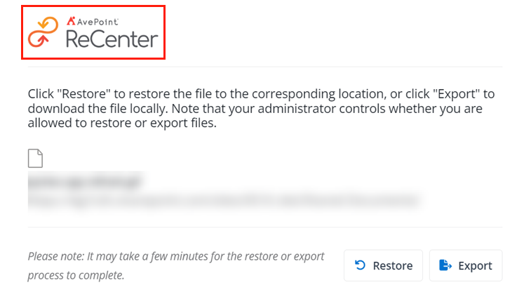 The logo on the page of recovering a file from Cloud Archiving / Opus via a stub.