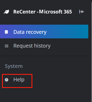 The Help link to the ReCenter User Guide.