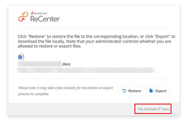 The footer on the page of recovering a file from Cloud Archiving / Opus via a stub.