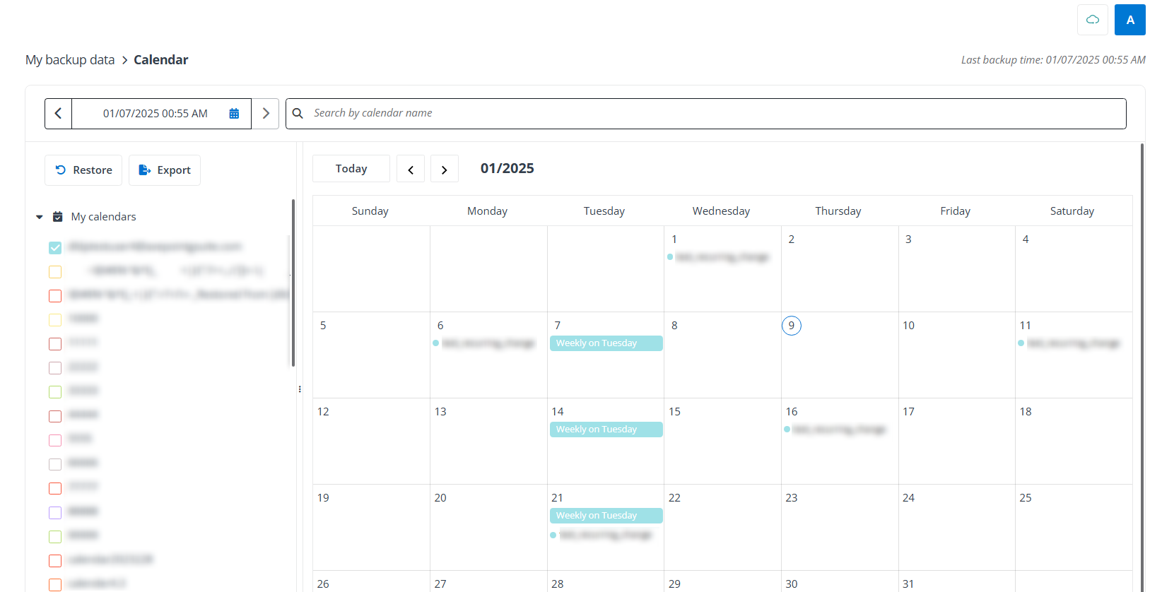 The Calendar page. The Calendar page.