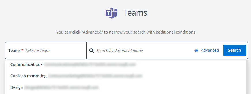 Searching a Team to recover data. Searching a Team to recover data.