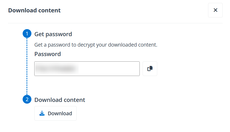 The Download content panel. The Download content panel.