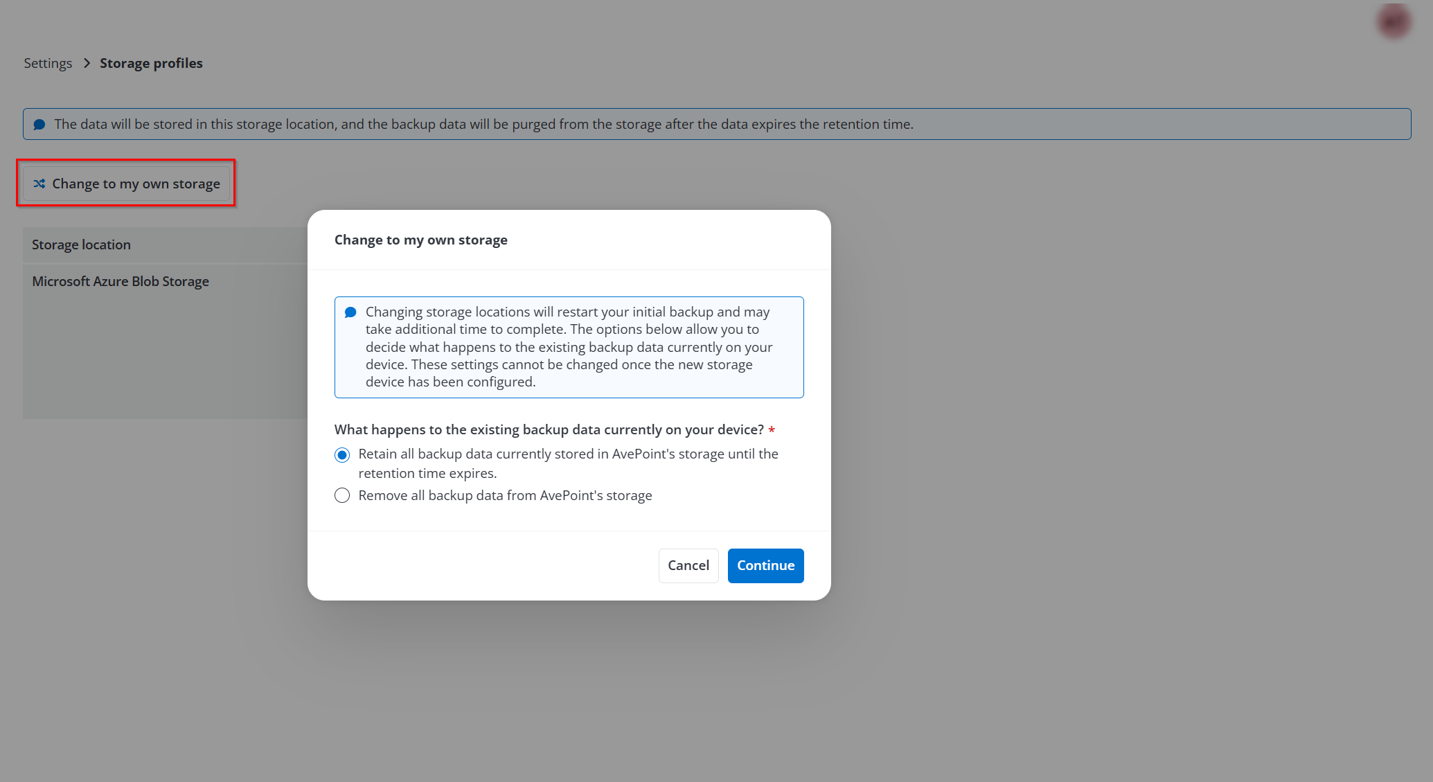 Go to configure your own storage.
