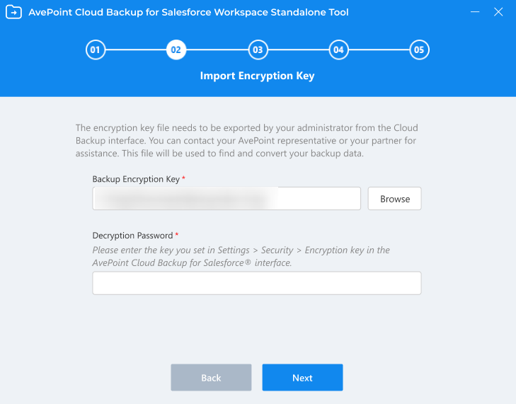 The Import Encryption Key step. The Import Encryption Key step.