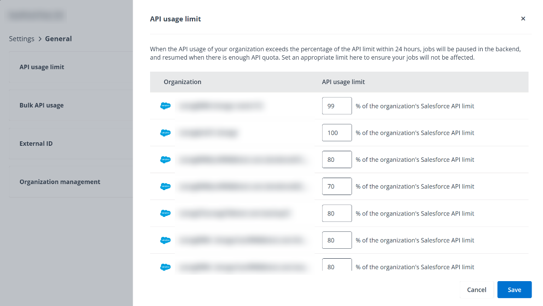Configure the API limit.