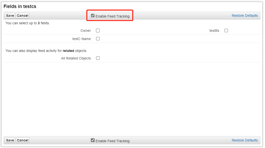 Enable Feed Tracking. Enable Feed Tracking.