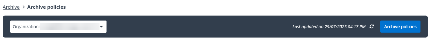 The top of the Archive policies page.