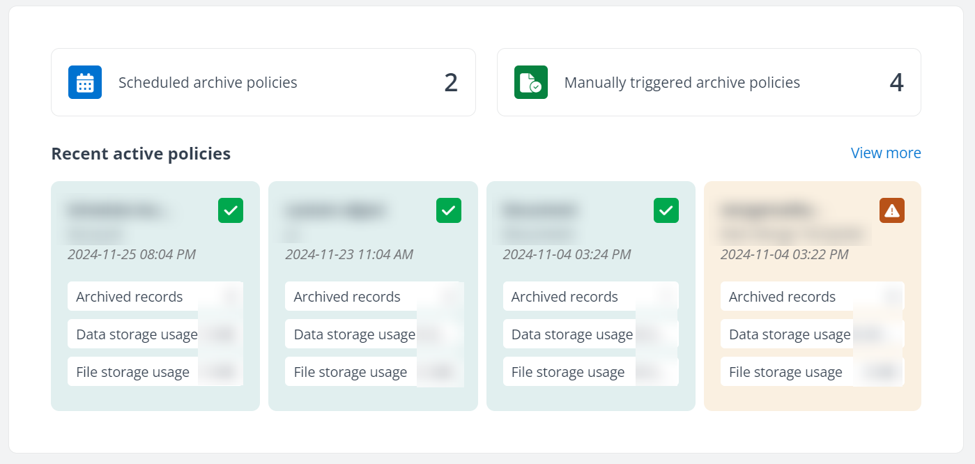 The section for archive policies.