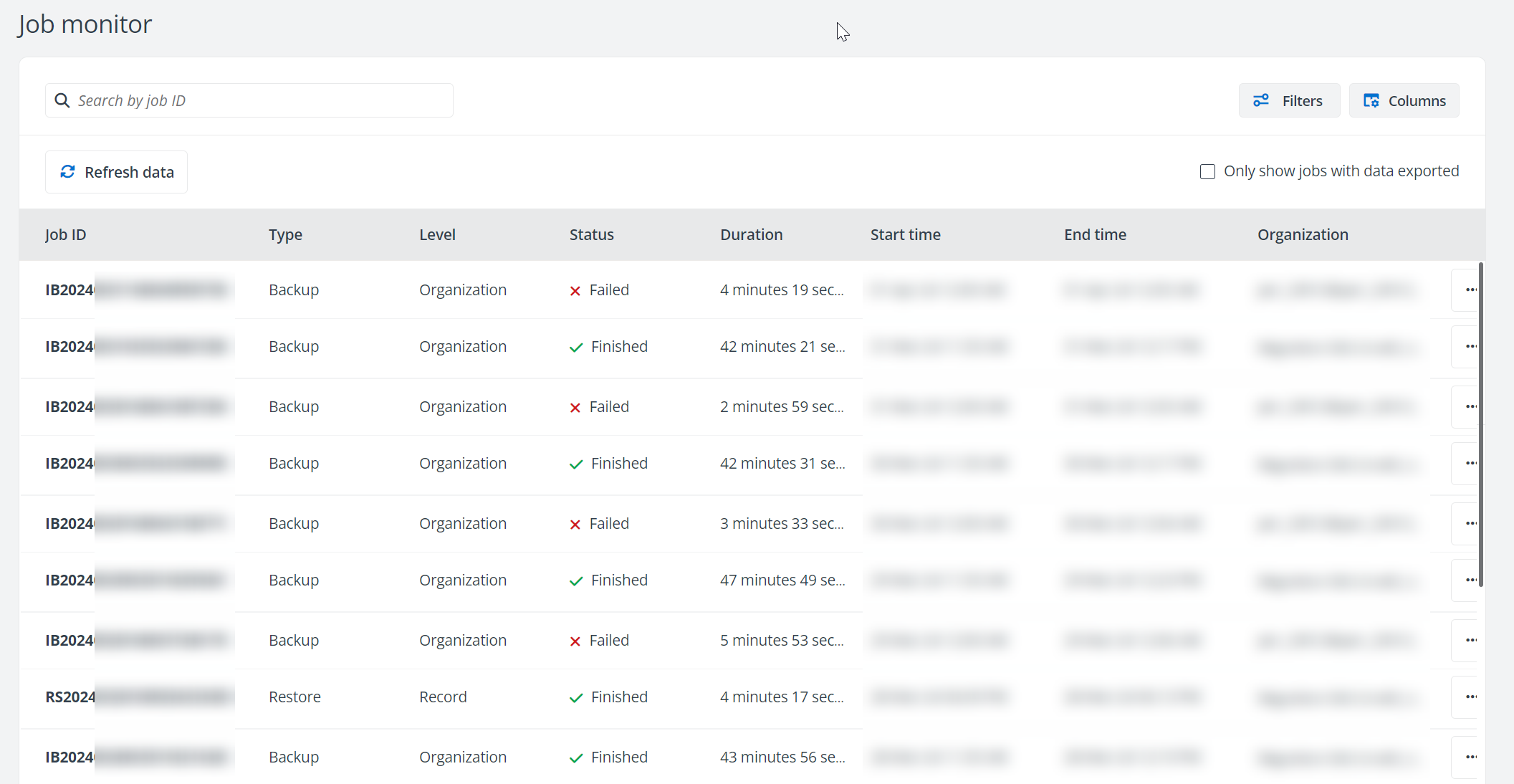 The Job monitor page. The Job monitor page.