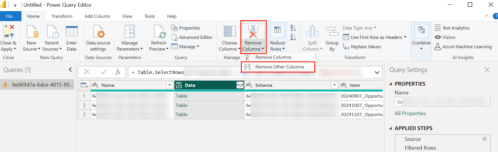 Remove Other Columns Remove Other Columns
