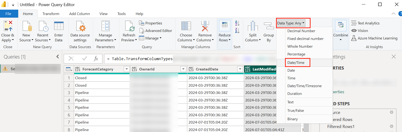 Data type > Date/Time. Data type > Date/Time.
