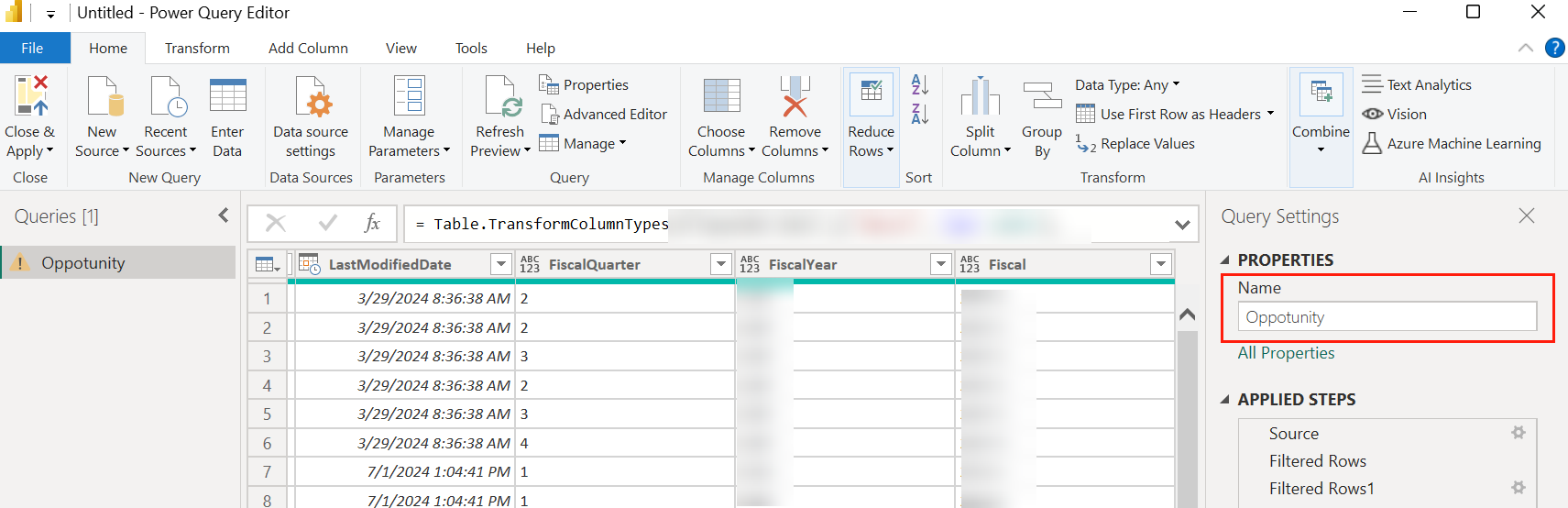 Rename the table. Rename the table.