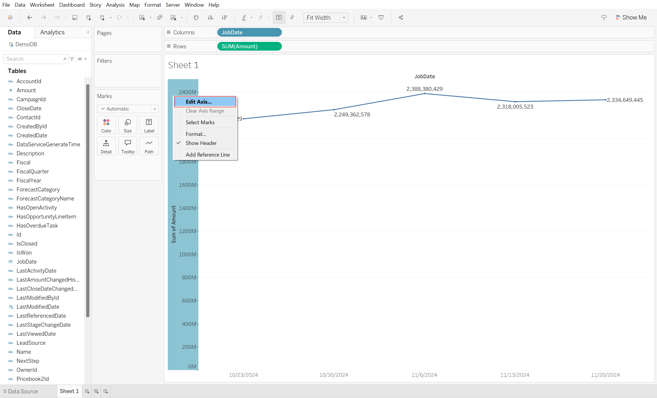 Edit Axis… Edit Axis…