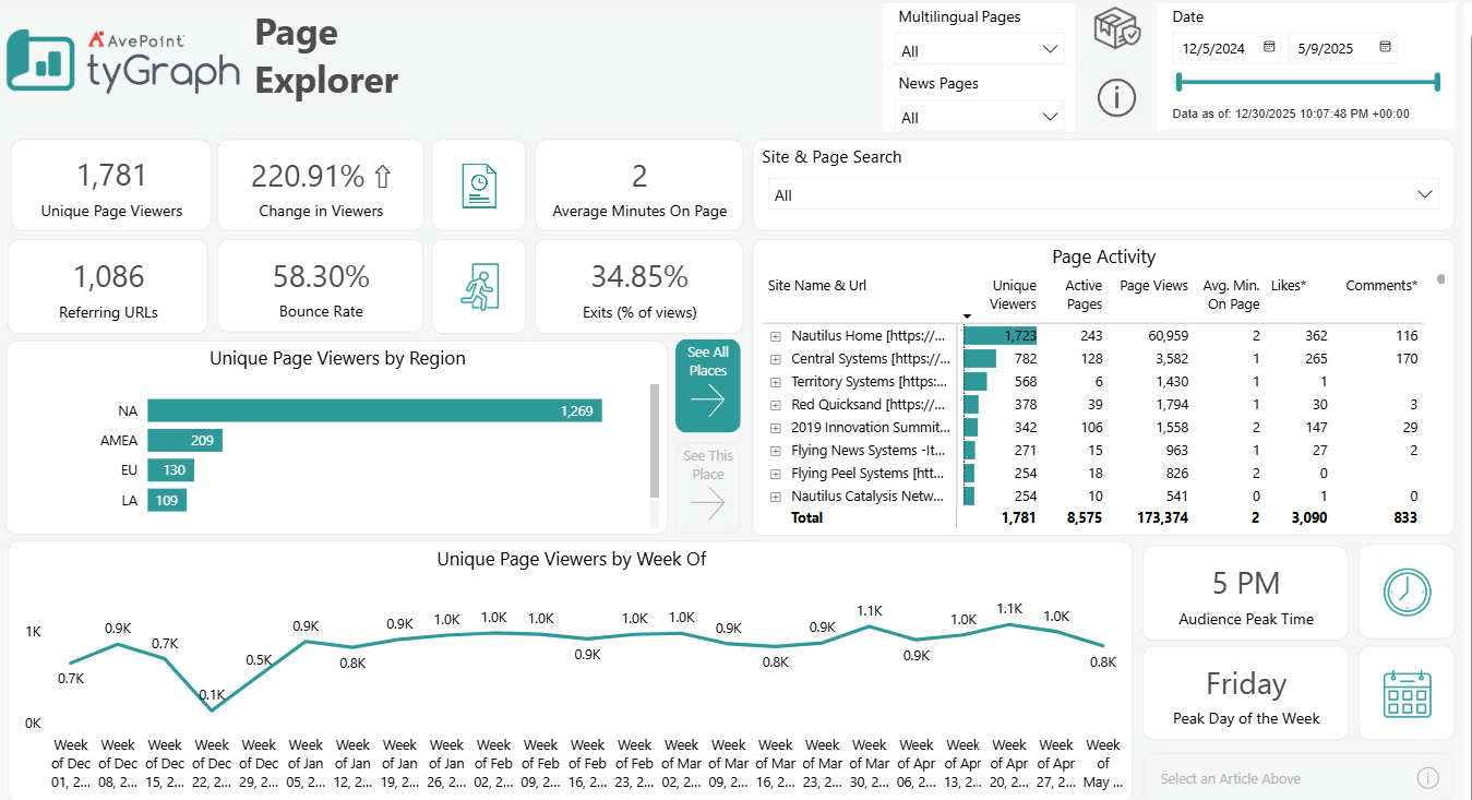 The Page Explorer report.