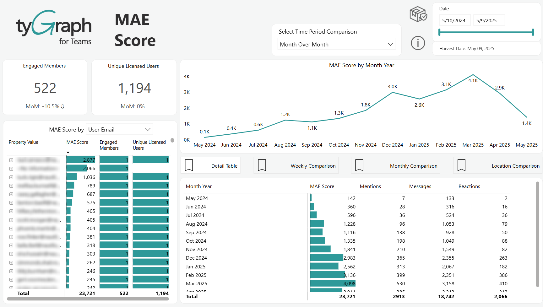 The MAE Score report.