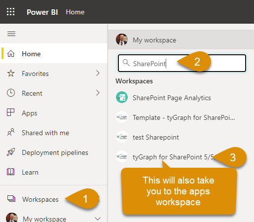 Click Workspace name.
